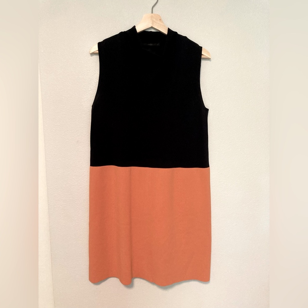 COS knitted sleeveless A-line dress size S black/orangey coral